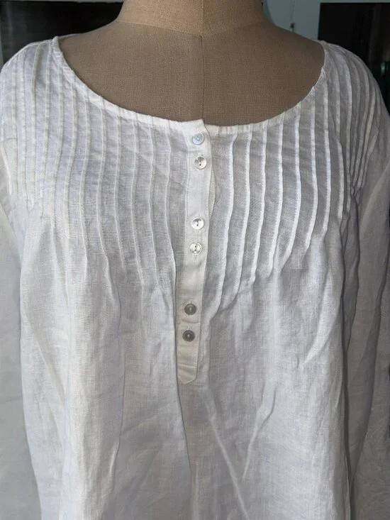 Tommy Bahama Top XL Beachy White Linen Top NWT - Picture 3 of 5